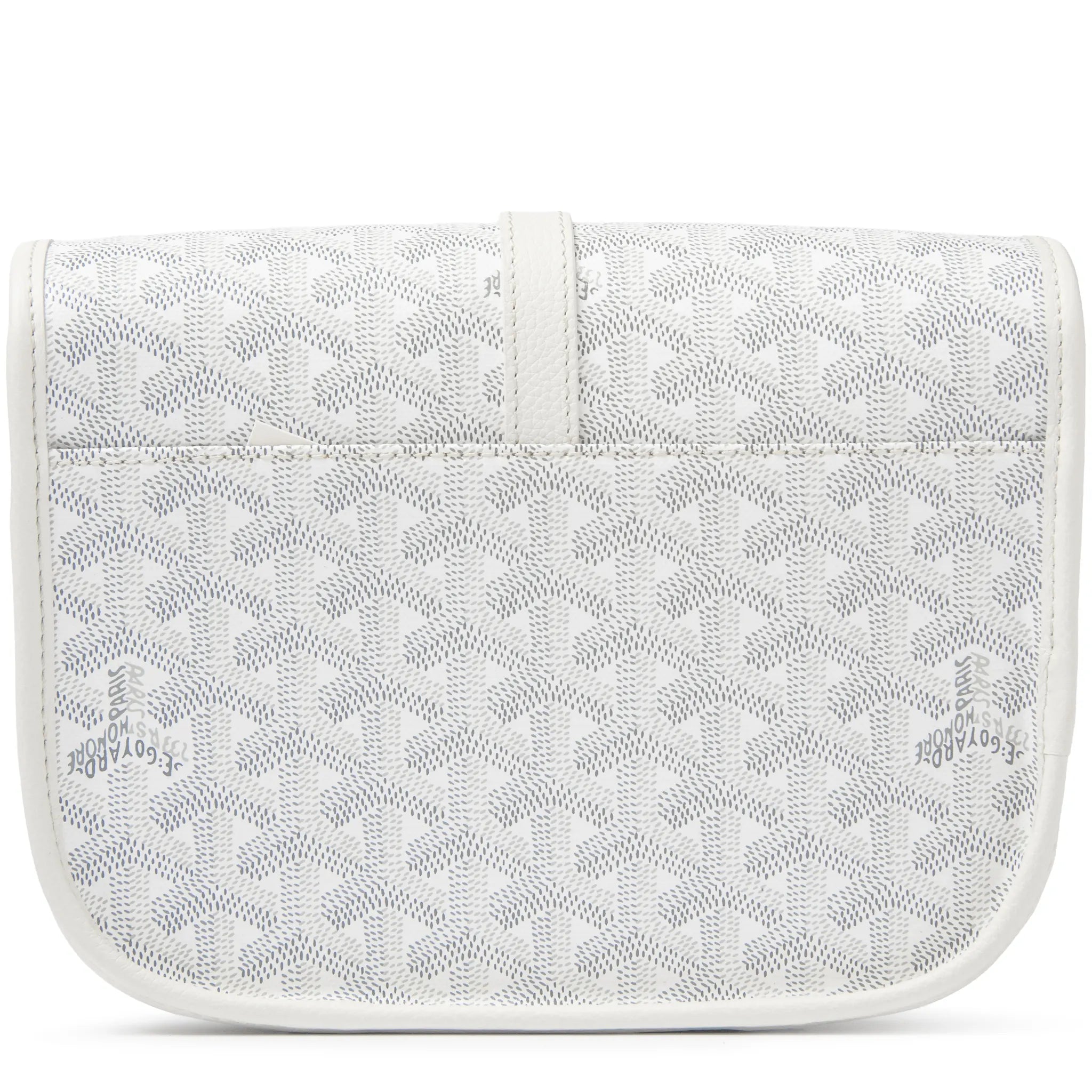 Back View of Goyard Goyardine Belvedere II White PM Messenger Bag BELVE3PMLTY50CG50P